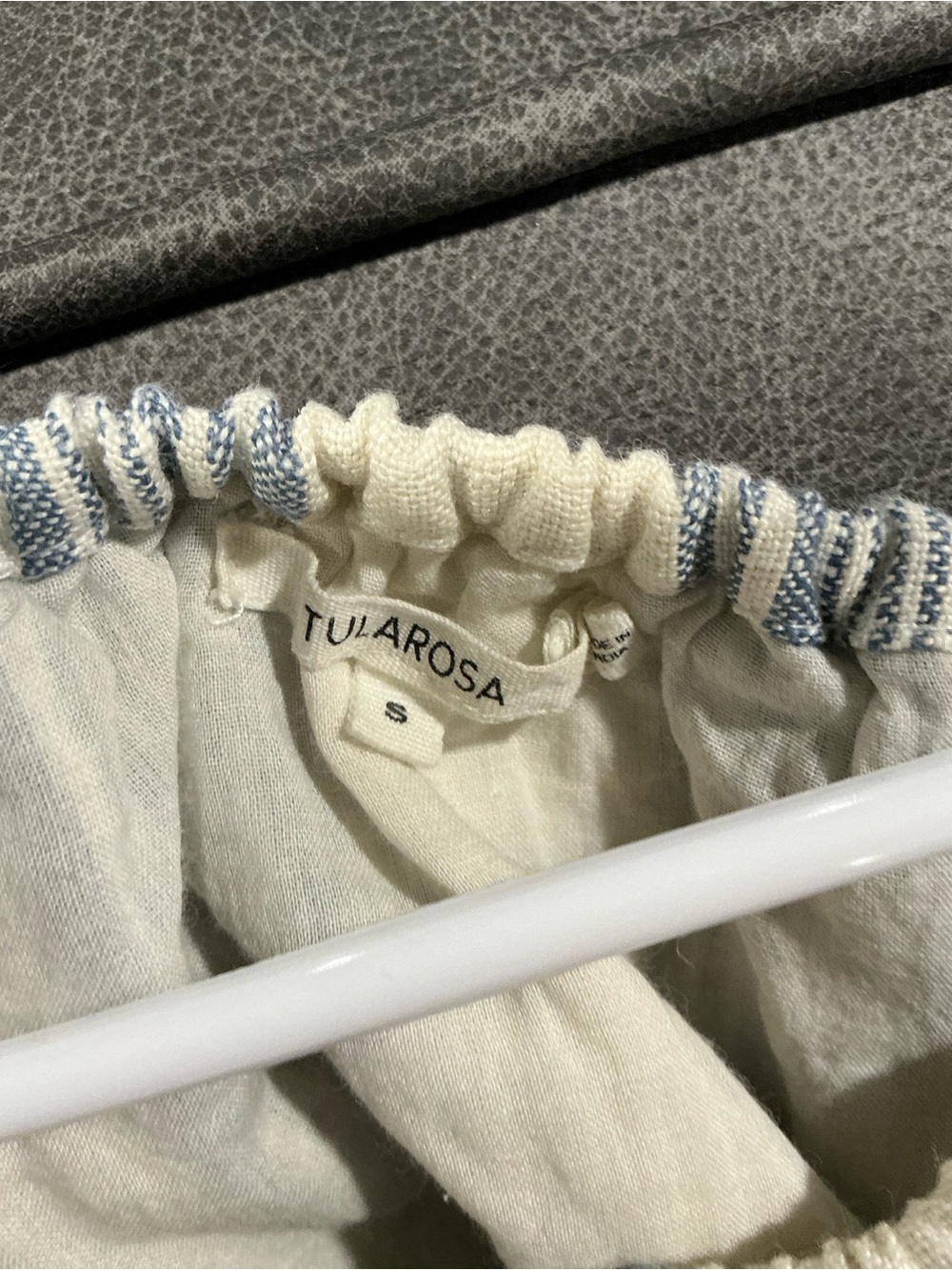 Tularosa Blue & White Striped Off-Shoulder Crop Top - Picture 2 of 6